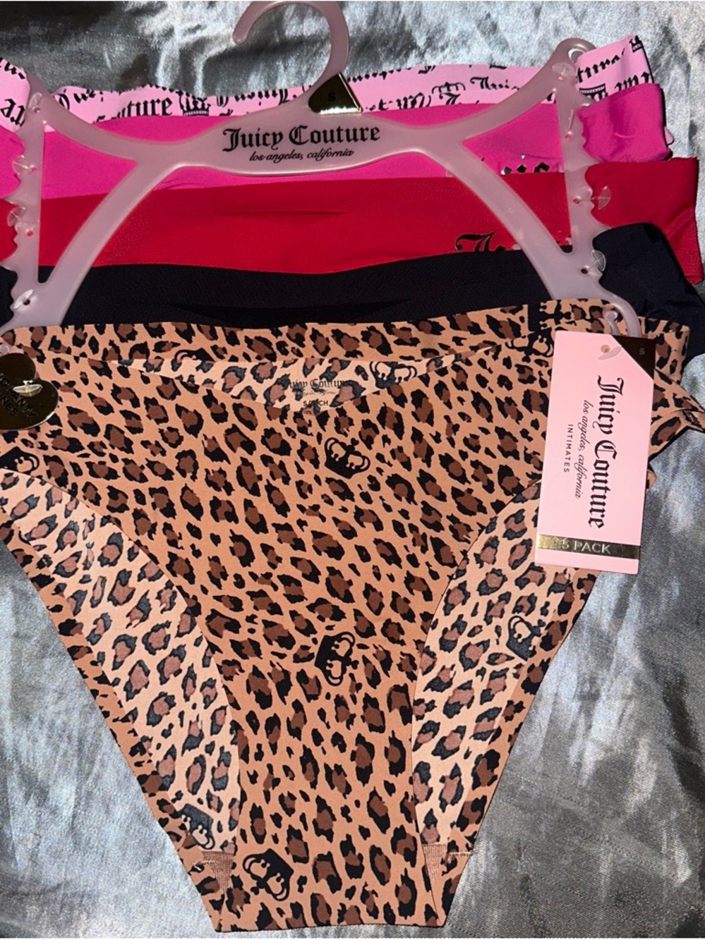 Juicy Couture women Leopard Print Bikini Bottoms - Pink, Red, Black Set